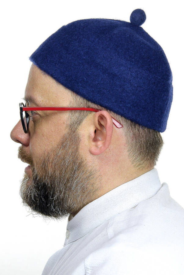 Felt Wool Skullcap - Navy Blue - 2