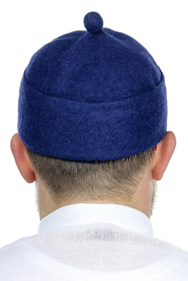 Felt Wool Skullcap - Navy Blue - 3