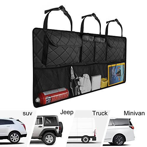 Femuar Car Trunk Organizer, Large Capacity Backseat Trunk Organizer(42''*18''), Collapsible Car Storage Bag with 8 Pockets, Car Organizer for SUV/MPV/Truck - Black - 6