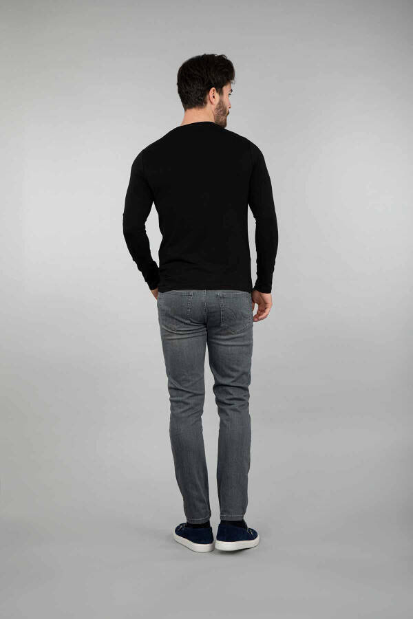 Klasik Kalıp Erkek V Yaka Basic Sweatshirt - 3