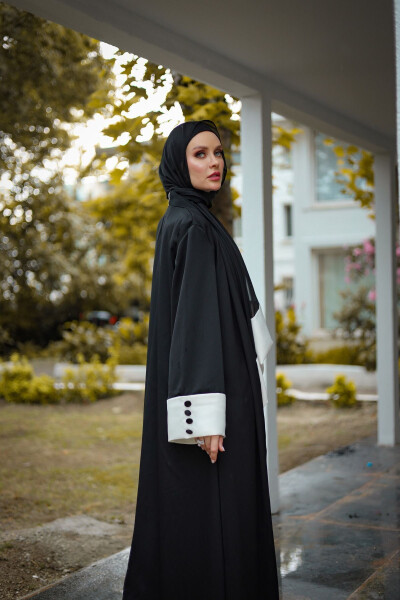 Ferace abaya in black and white - 3