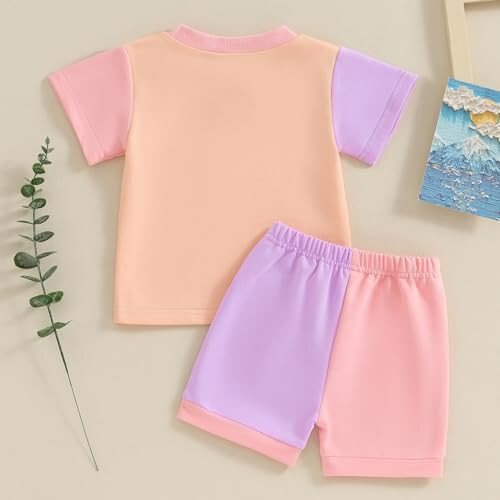 Fernvia Toddler Baby Girl Summer Clothes 3 6 9 12 18 24 Months Cotton Outfits Short Sleeve Contrast T-Shirts Tops Shorts Sets - 47