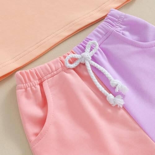 Fernvia Toddler Baby Girl Summer Clothes 3 6 9 12 18 24 Months Cotton Outfits Short Sleeve Contrast T-Shirts Tops Shorts Sets - 49