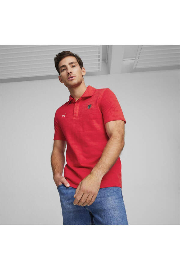 Ferrari Tarzı Jakarlı Polo Erkek T-shirt - 30