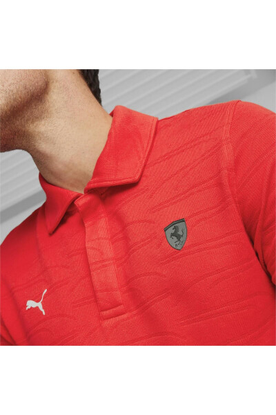 Ferrari Tarzı Jakarlı Polo Erkek T-shirt - 27