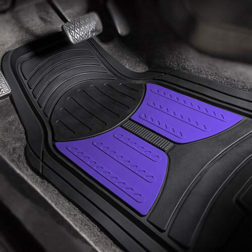 FH Group Automotive Floor Mats - Heavy-Duty Monster Eye Rubber Floor Mats for Cars, Universal Fit Full Set, ClimaProof Floor Mats, Trimmable Floor Mats For Most Sedan, SUV, Truck Floor Mats Blue - 3