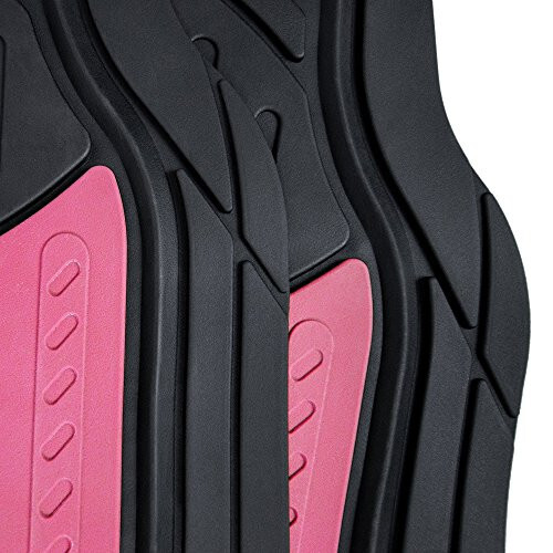 FH Group Automotive Floor Mats - Heavy-Duty Monster Eye Rubber for Cars, Universal Fit Full Set, Climaproof Mats, Trimmable Most Sedan, SUV, Truck Pink - 4