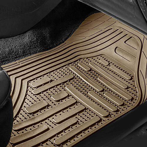 FH Group F11322 Classic Rubber Trimmable Floor Mats (Beige) Full Set - Universal Fit for Cars Trucks and SUVs - 10