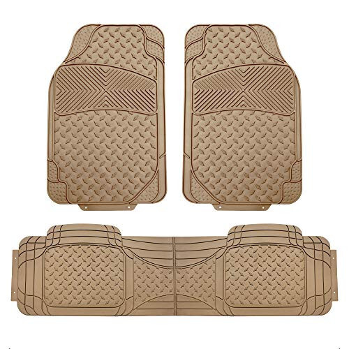 FH Group F11322 Classic Rubber Trimmable Floor Mats (Beige) Full Set - Universal Fit for Cars Trucks and SUVs - 1