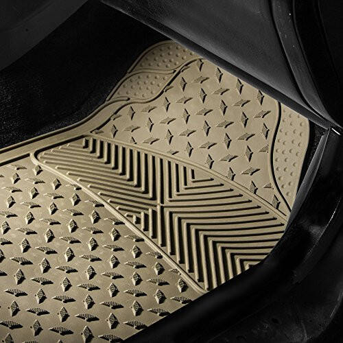 FH Group F11322 Classic Rubber Trimmable Floor Mats (Beige) Full Set - Universal Fit for Cars Trucks and SUVs - 3