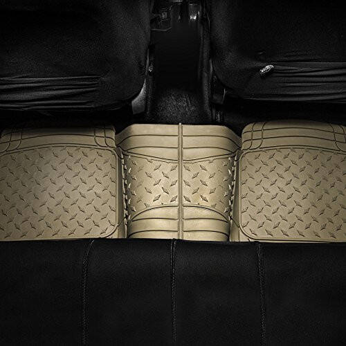 FH Group F11322 Classic Rubber Trimmable Floor Mats (Beige) Full Set - Universal Fit for Cars Trucks and SUVs - 5