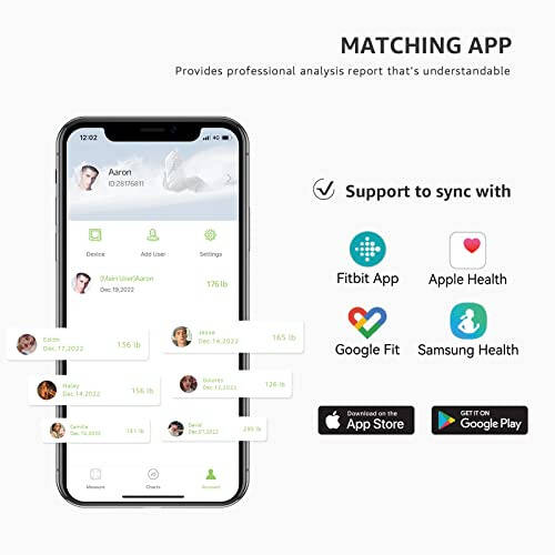 Fiar Akıllı Vücut Yağ Ölçeği - Dijital Tartı Ölçekleri ve Vücut Analiz Cihazı, 24 Vücut Kompozisyonu Metrikleri BKI, Kas, Bluetooth ile Uygulama Senkronizasyonu Sağlayan Vücut Kompozisyonu Monitörleri, 400 lb - 6
