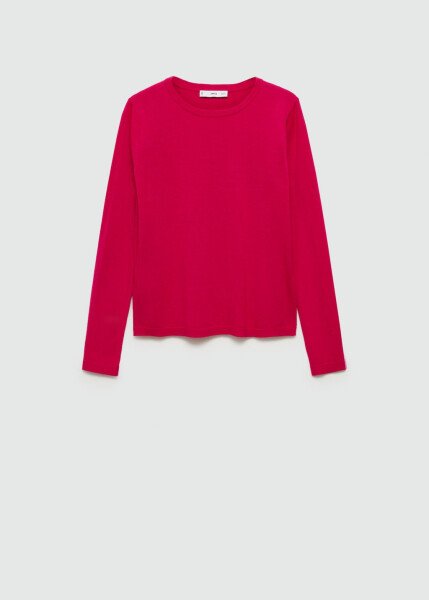 Fine knit round neck sweater - Fuchsia. - 49