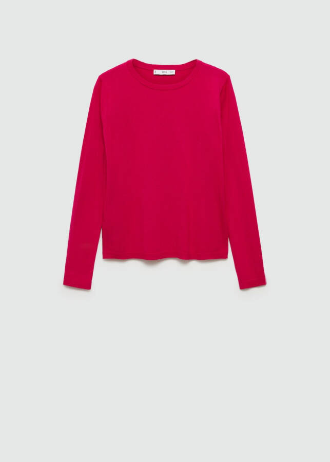 Fine knit round neck sweater - Fuchsia. - 34