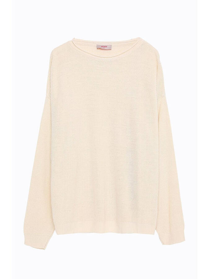 Fine Knit Sweater with Detail in Cream - 2