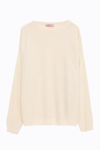 Fine Knit Sweater with Detail in Cream - 2