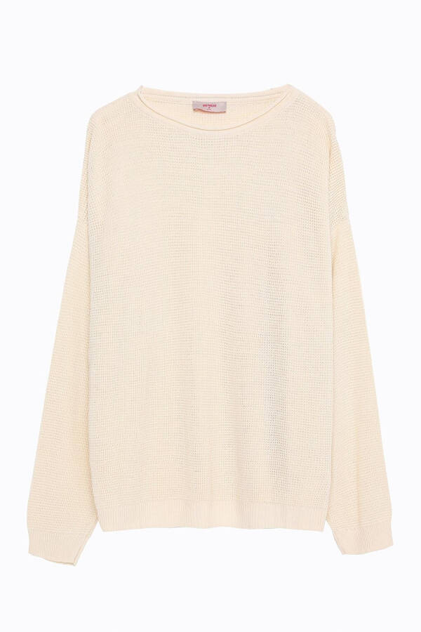 Fine Knit Sweater with Detail in Cream - 2