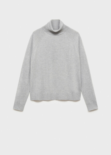 Fine knit turtleneck sweater - light heather grey - 69