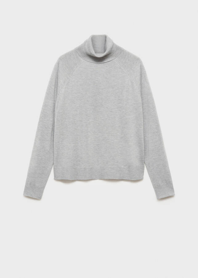 Fine knit turtleneck sweater - light heather grey - 69