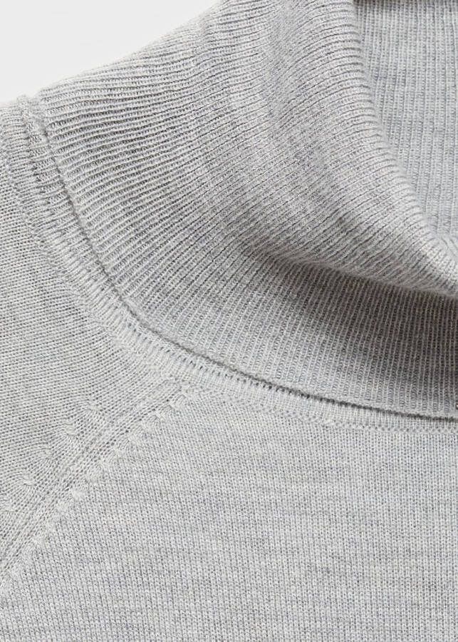 Fine knit turtleneck sweater - light heather grey - 4