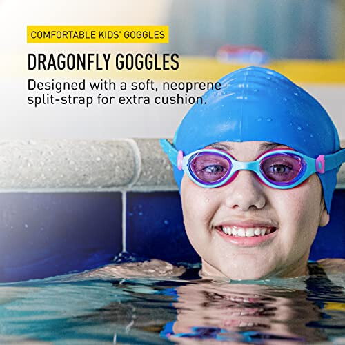 FINIS DragonFly Goggles - Kids Swim Goggles for Ages 3-8 with UV Protection, Buoyant Neoprene Strap, & Durable Lenses - PVC - 2