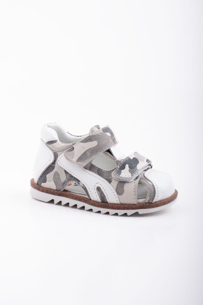 First Step Baby Sandal Hakiki Leather Grey Camouflage Baby Orthopedic Sandal - 1