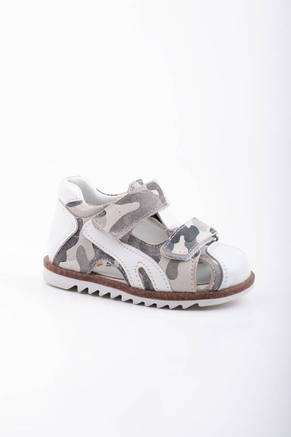 First Step Baby Sandal Hakiki Leather Grey Camouflage Baby Orthopedic Sandal - 1