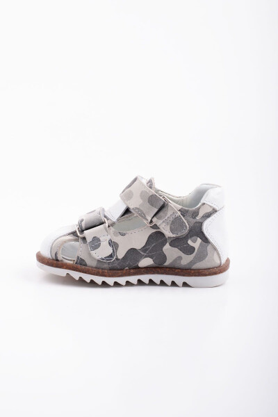 First Step Baby Sandal Hakiki Leather Grey Camouflage Baby Orthopedic Sandal - 3