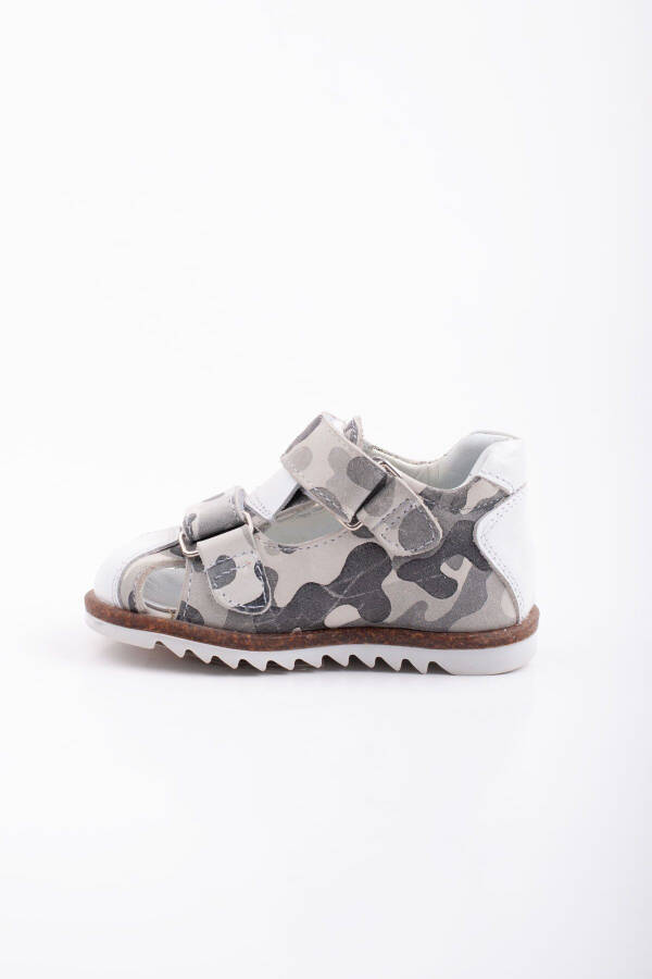 First Step Baby Sandal Hakiki Leather Grey Camouflage Baby Orthopedic Sandal - 3