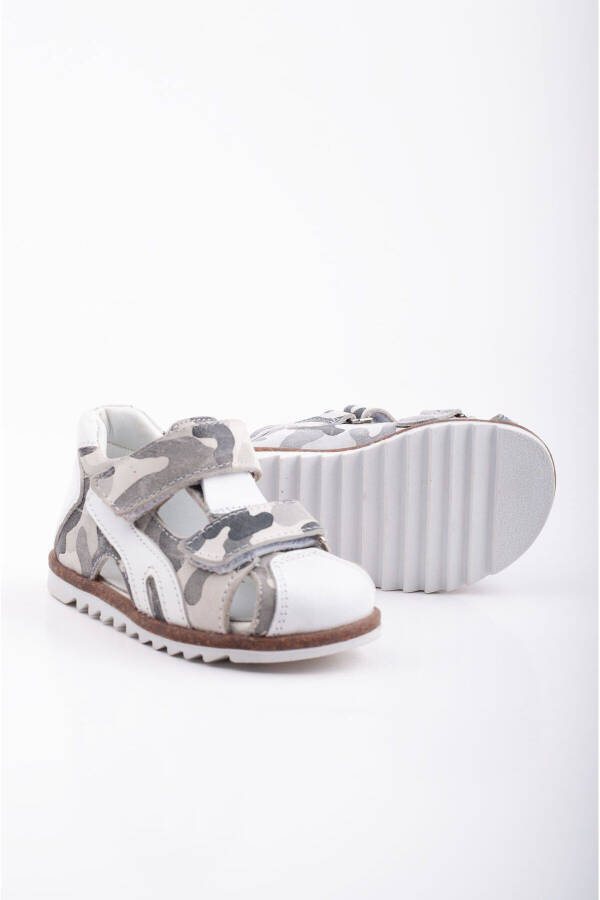 First Step Baby Sandal Hakiki Leather Grey Camouflage Baby Orthopedic Sandal - 5