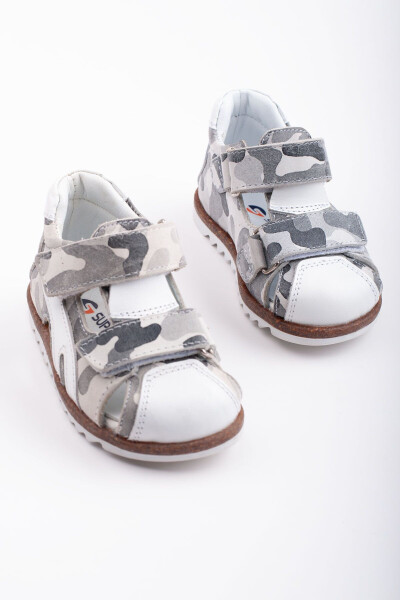 First Step Baby Sandal Hakiki Leather Grey Camouflage Baby Orthopedic Sandal - 6