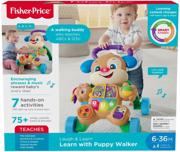 Fisher-Price Laugh & Learn Smart Stages Learn with Puppy Walker Baby & Toddler Toy, Высота 18.19in - 12