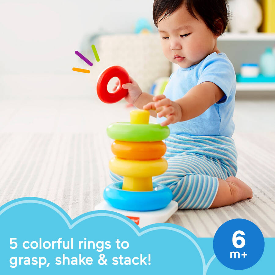 Fisher-Price Rock-a-Stack Ring Stacking Toy with Roly-Poly Base for Infants - 2