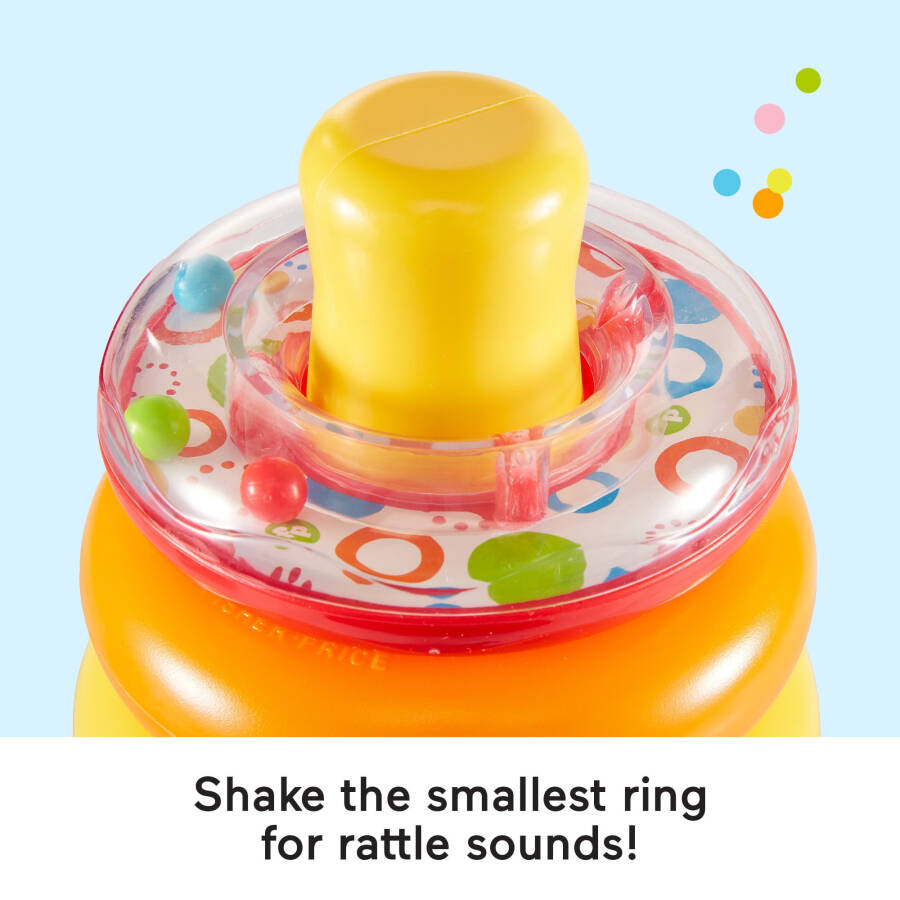 Fisher-Price Rock-a-Stack Ring Stacking Toy with Roly-Poly Base for Infants - 3