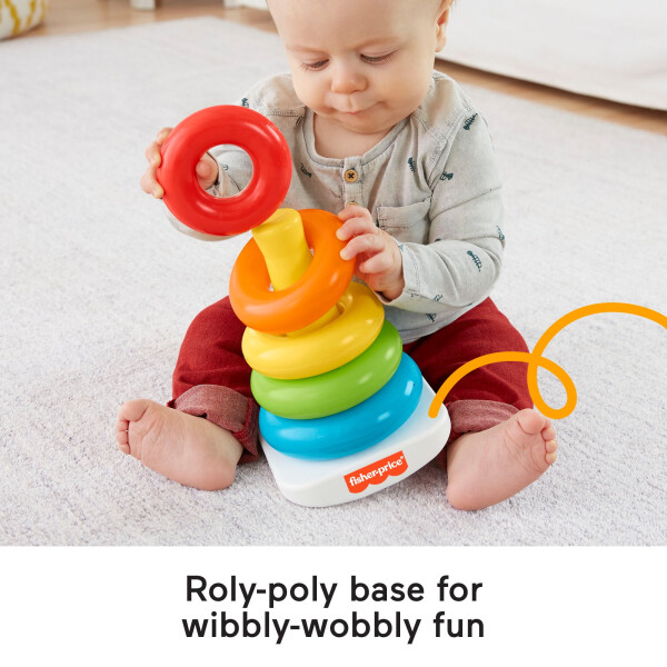 Fisher-Price Rock-a-Stack Ring Stacking Toy with Roly-Poly Base for Infants - 4