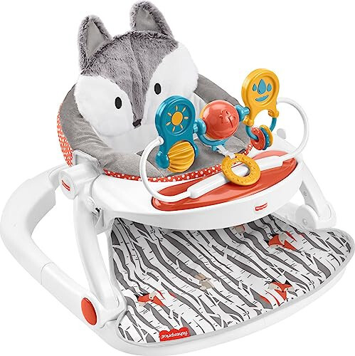 Fisher-Price Taşınabilir Bebek Sandalyesi Premium Otur-Beni-Yukarı Zemin Koltuğu, Atıştırmalık Tepsi ve Oyun Çubuğu, Peluş Koltuk Yastığı, Saklambaç Tilki - 19