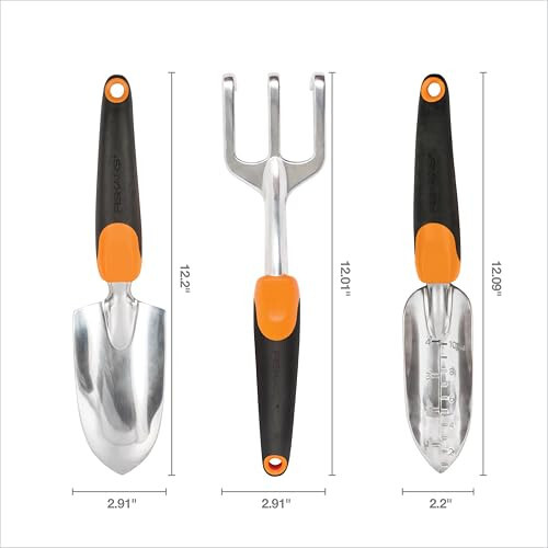 Fiskars 3-in-1 Garden Tool Set, Includes Trowel, Transplanter, and Cultivator for Outdoor Gardening, Ergonomic Yard Tool Kit - 6