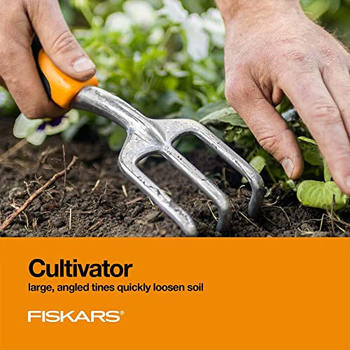 Fiskars 3'ü 1 Arada Bahçe Alet Seti, Kürek, Fide Dikme Aleti ve Kürek İçerir, Açık Hava Bahçeciliği İçin Ergonomik Bahçe Alet Seti - 11