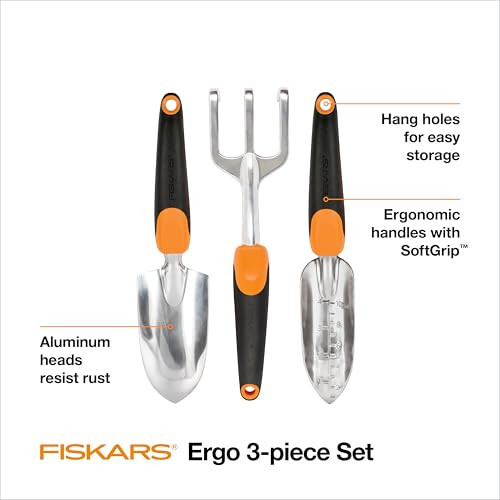 Fiskars 3'ü 1 Arada Bahçe Alet Seti, Kürek, Fide Dikme Aleti ve Kürek İçerir, Açık Hava Bahçeciliği İçin Ergonomik Bahçe Alet Seti - 2