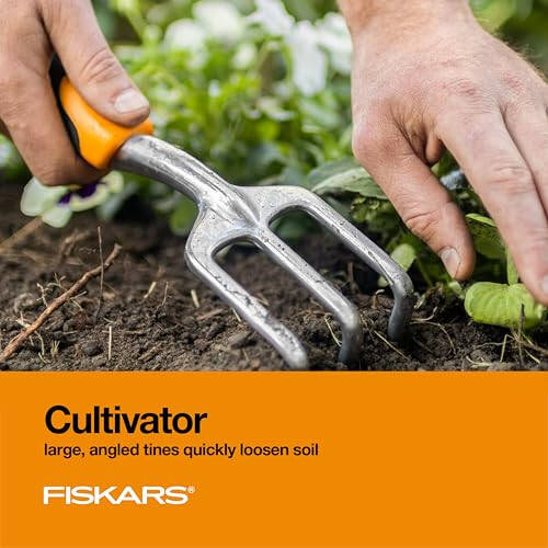 Fiskars 3'ü 1 Arada Bahçe Alet Seti, Kürek, Fide Dikme Aleti ve Kürek İçerir, Açık Hava Bahçeciliği İçin Ergonomik Bahçe Alet Seti - 4