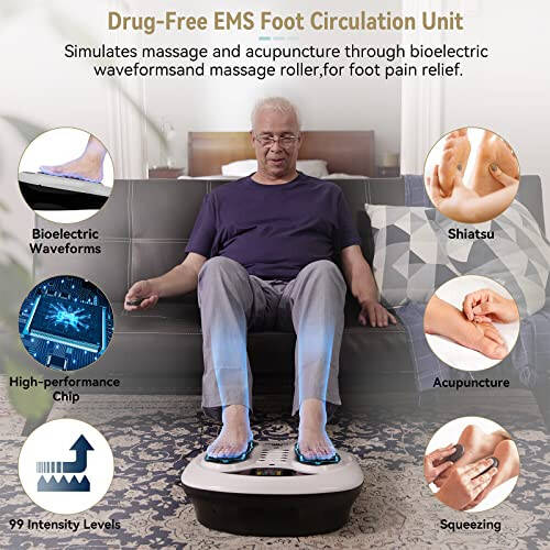 FIT KING Neuropathy Pain Relief for Feet Massager, EMS Foot Massager for Neuropathy with TENS Pads, Foot Circulation Stimulator for Plantar Fasciitis, Diabetes Foot Pain Relief (FSA HSA Approved) - 4