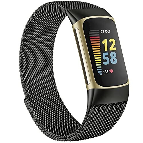 Fitbit Charge 5 uchun metall tasma, ayollar va erkaklar uchun, zanglamaydigan po'latdan magnit bilaguzuk, to'rsimon bilaguzuk, Fitbit Charge 5 uchun almashtirish tasmasi - 1