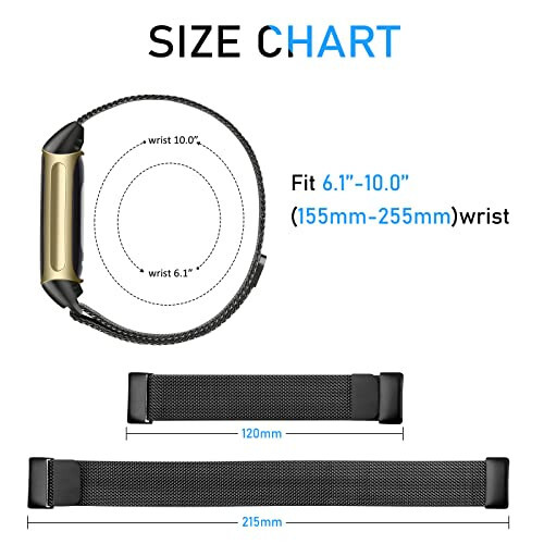 Fitbit Charge 5 uchun metall tasma, ayollar va erkaklar uchun, zanglamaydigan po'latdan magnit bilaguzuk, to'rsimon bilaguzuk, Fitbit Charge 5 uchun almashtirish tasmasi - 5