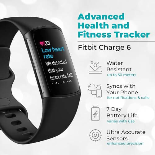 Fitbit Charge 6 Paket - Fitbit Fitness Takip Cihazı Sağlık Saati 2 Ekran Koruyucu, Ek Bantlar ve Bez - Kadın ve Erkekler için Kalp Atış Hızı Monitörü, GPS ve Aktivite Takip Cihazı ile Fit Bit Akıllı Saatler - 3