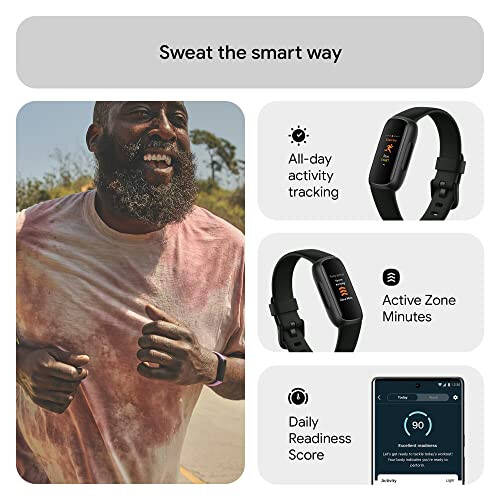 Fitbit Inspire 3 Health & Fitness Tracker with Stress Management, Workout Intensity, Sleep Tracking, 24/7 Heart Rate and more, Midnight Zen/Black One Size (S & L Bands Included) - 7