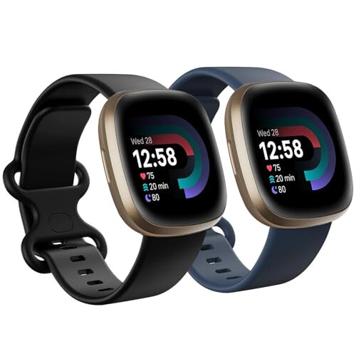 Fitbit Sense/Sense 2 / Versa 3 / Versa 4 ile Uyumlu 2'li Paket, Kadın Erkekler İçin Yumuşak Spor Değiştirilebilir Su Geçirmez Bileklikler - 1