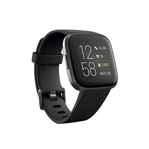 Fitbit Versa 2 Sağlık ve Fitness Akıllı Saati, Kalp Atış Hızı, Müzik, Alexa Desteği, Uyku ve Yüzme Takibi, Siyah/Karbon, Tek Boyut (S & L Bantlar Dahil) (Yenilenmiş) - 1