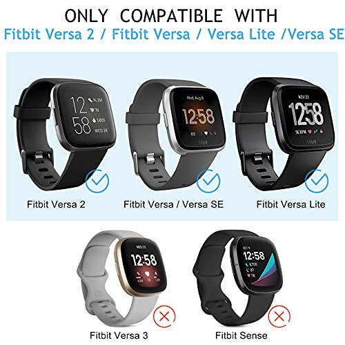 Fitbit Versa 2 / Versa / Versa Lite / Versa SE ile Uyumlu 6'lı Spor Bant Seti, Akıllı Saat Kadın Erkekler İçin Klasik Yumuşak Silikon Yedek Bileklikler ( B, Büyük) - 7