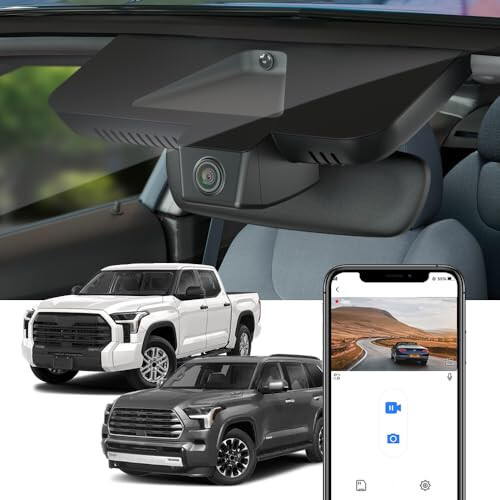 Fitcamx 4K Dash Cam 2022-2024 Toyota Tundra & Sequoia 2023 2024 Limited SR SR5 TRD Pro Limited Platinum (Gen3) İçin, OEM Görünüm, 2160P UHD Video, Dahili WiFi, Döngü Kaydı, G-Sensör, Tak ve Çalıştır, 64GB - 1