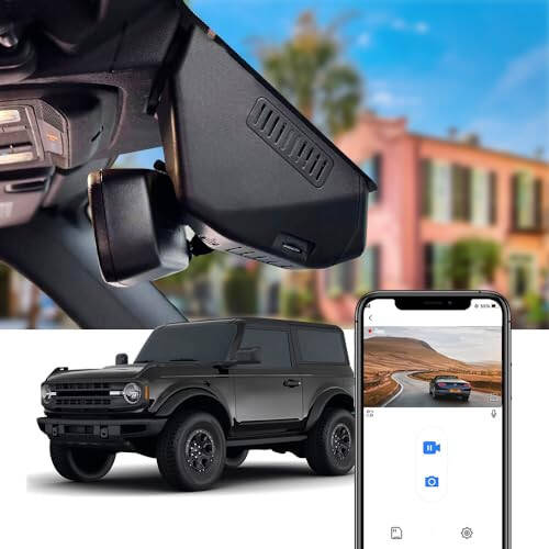 Fitcamx 4K Dash Cam, Ford Bronco 2021-2024 (Gen6) Modelleri İçin Uygun, 2 Kapı 4 Kapı Base, Big Bend, Black Diamond & Raptor, OEM Görünüm, UHD 2160P Video, WiFi & Uygulama, Döngü Kaydı, G-Sensör, Tak & Çalıştır, 64GB Kart - 1